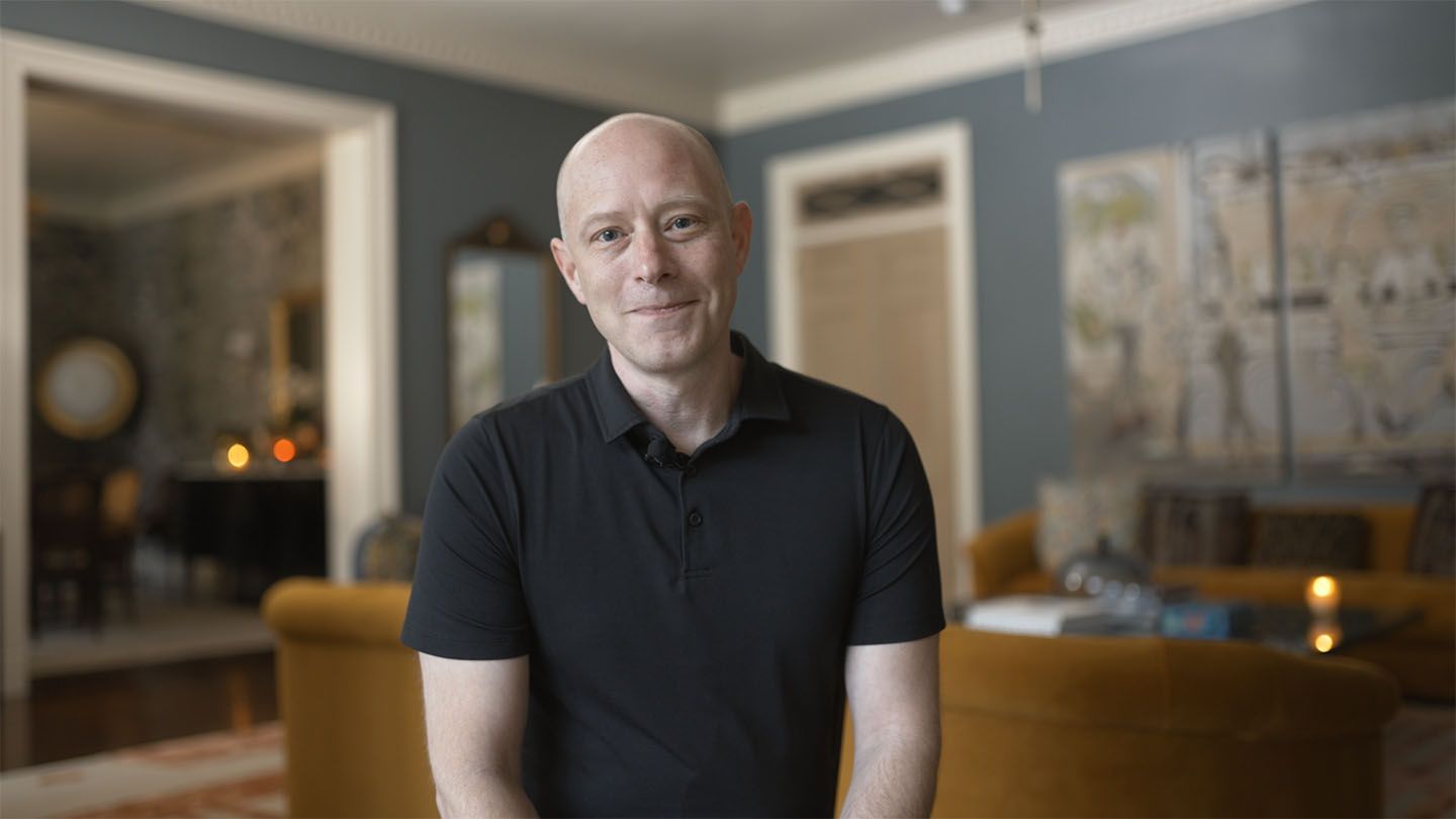 Levelset founder Scott Wolfe Jr. seated for a filmed interview