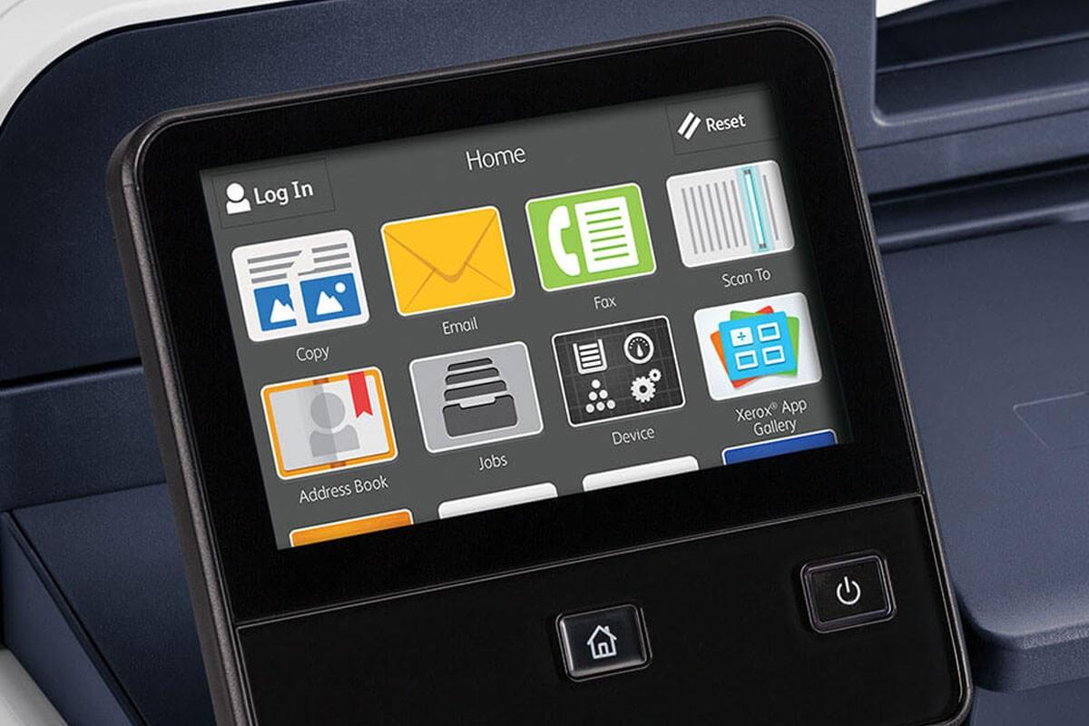 Xerox ConnectKey multifunction printer interface showing workflow applications