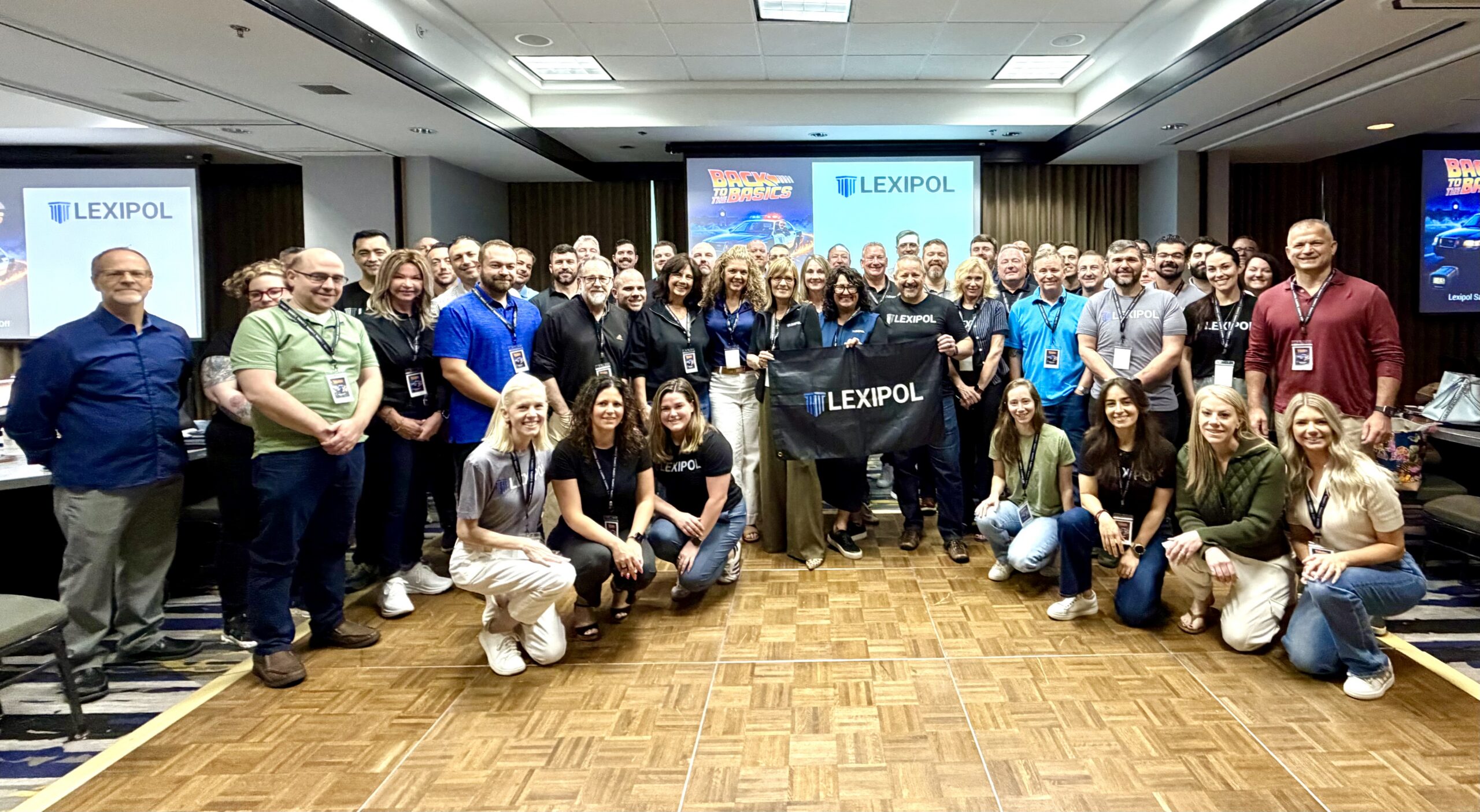 A large group of Lexipol employees at a 2026 company gathering