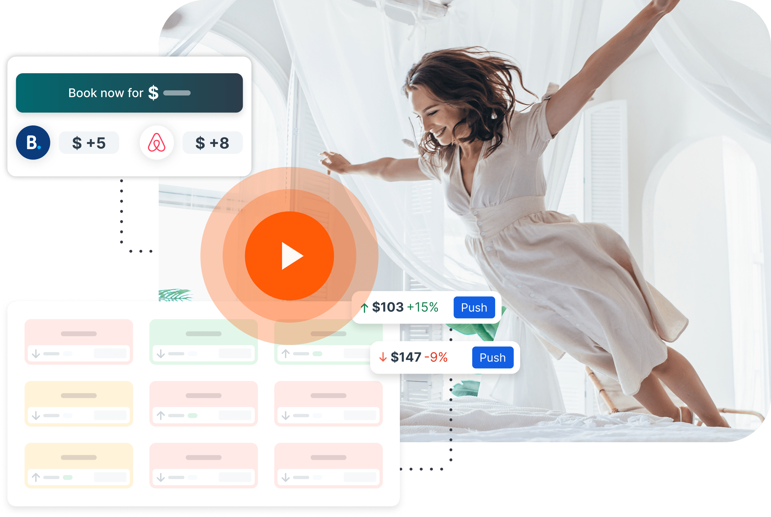 Lighthouse booking and pricing product illustration with direct-channel price comparisons