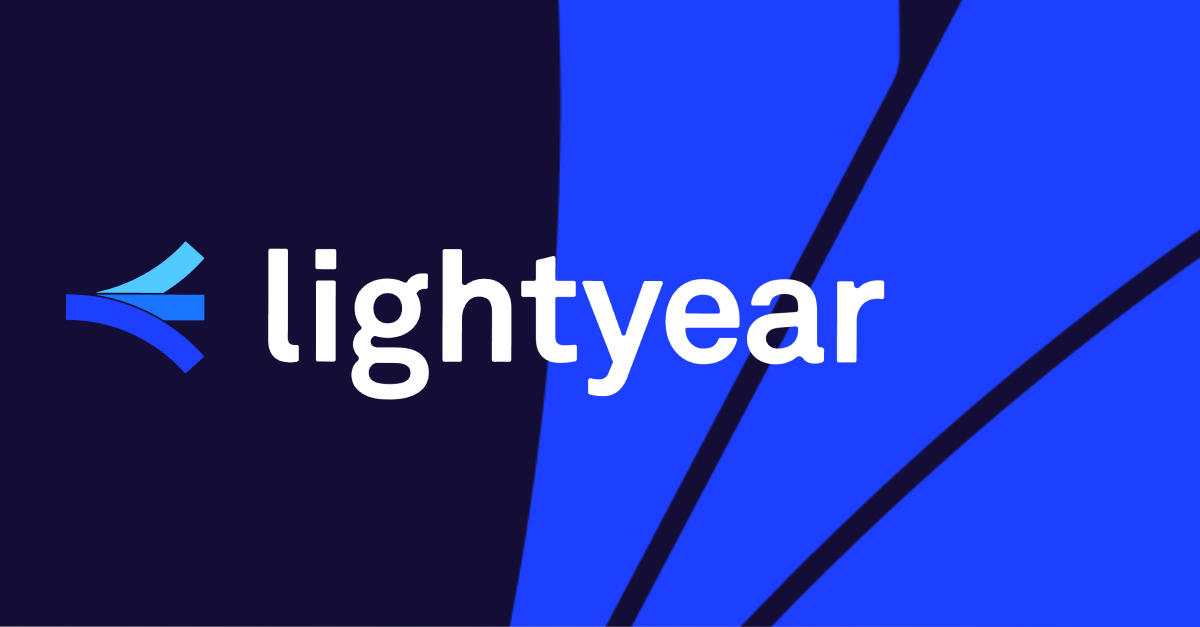 Lightyear logo and wordmark on a blue brand banner
