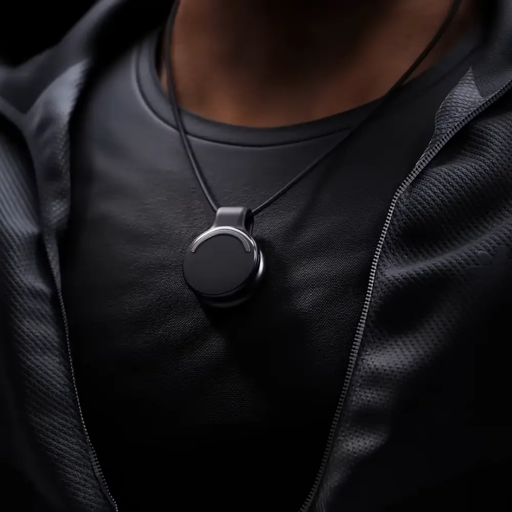 Limitless Pendant clipped to casual clothing