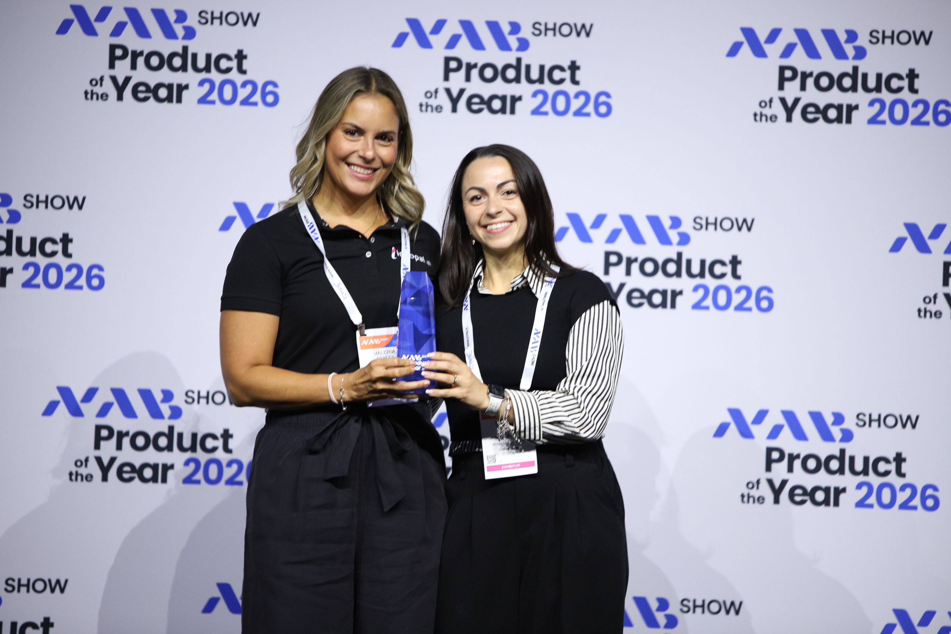 Lingopal representatives holding the 2026 NAB Show Product of the Year trophy