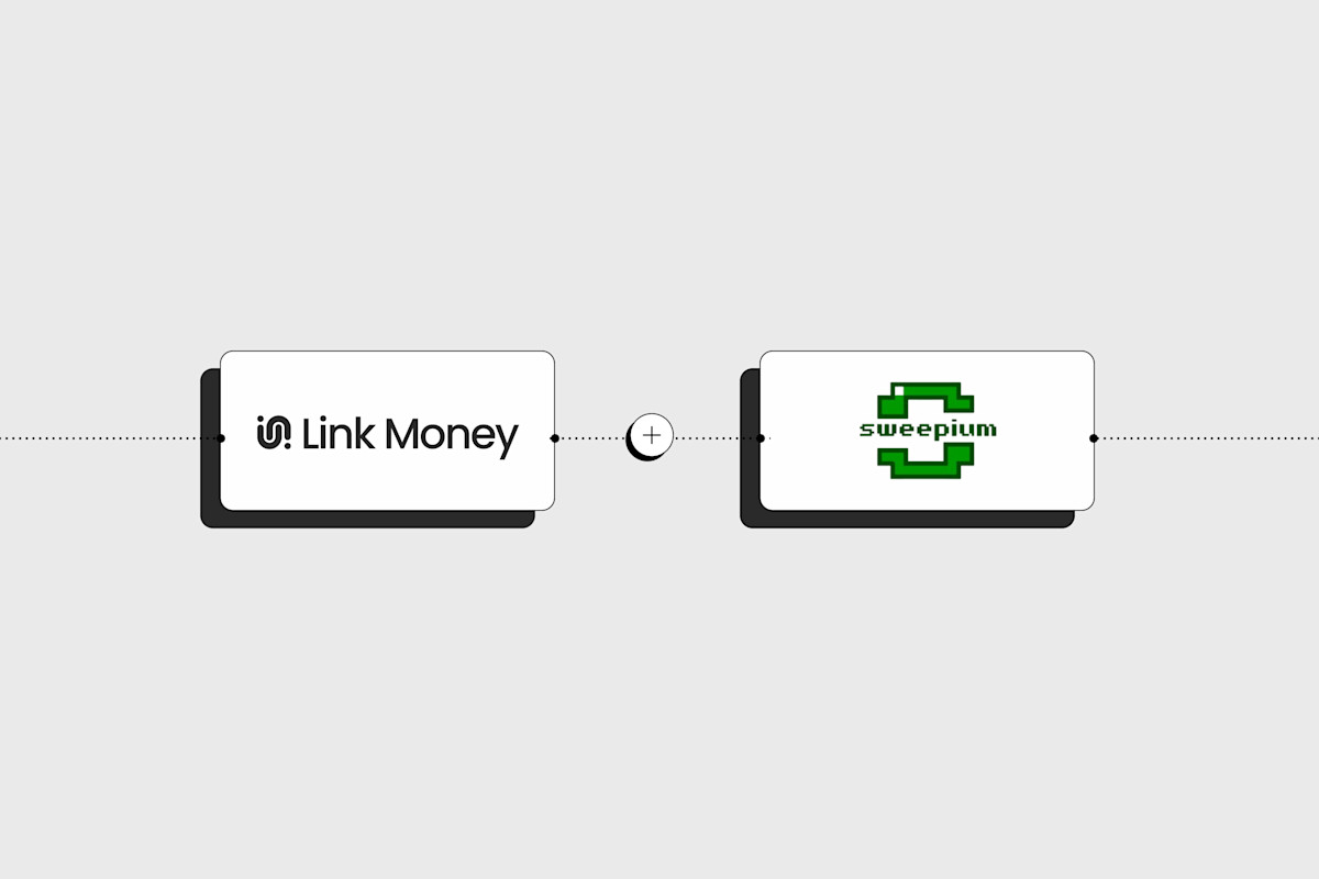Link Money and Sweepium partnership graphic