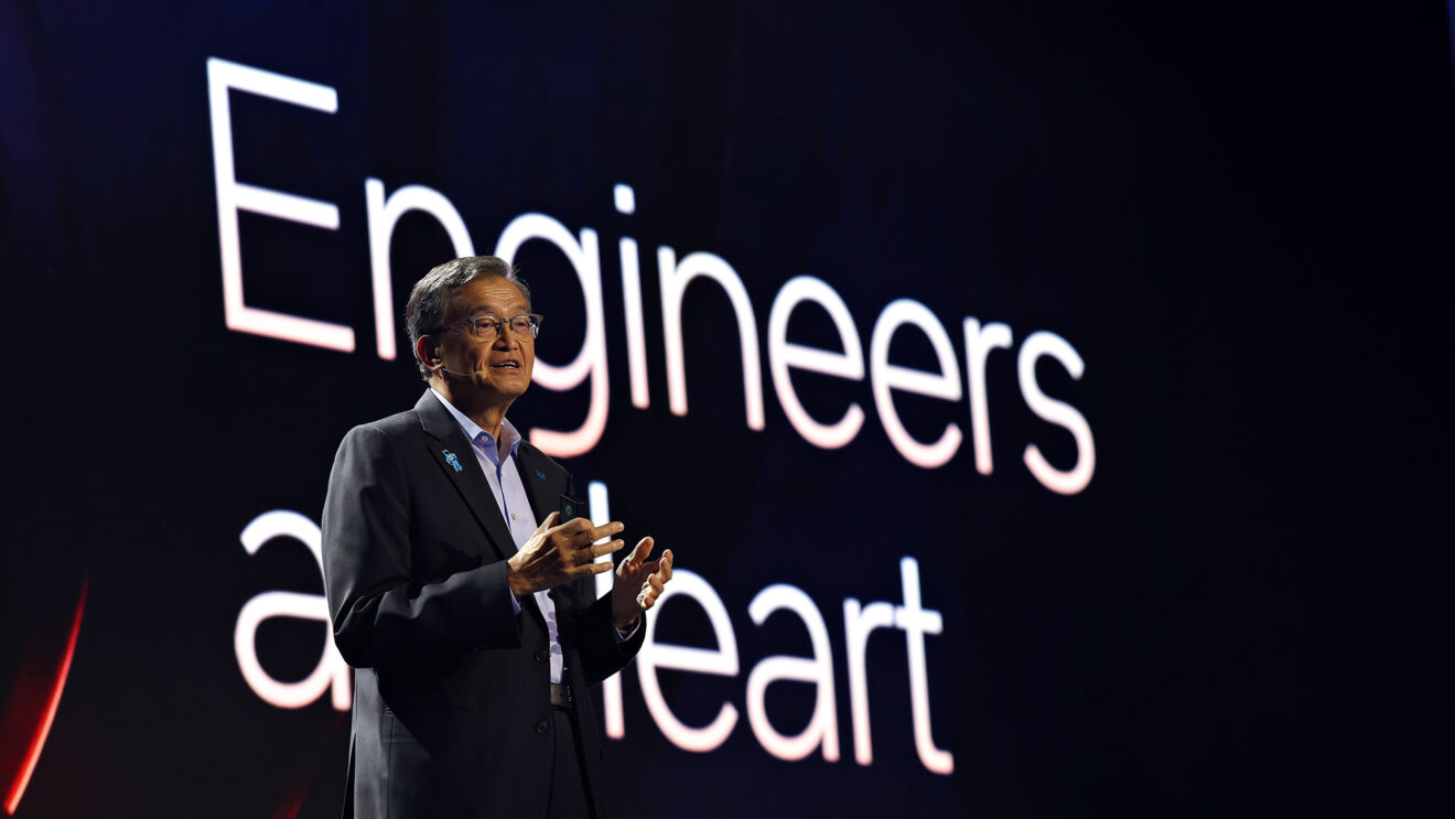 Lip-Bu Tan speaking onstage during Intel’s Computex 2026 keynote in Taipei