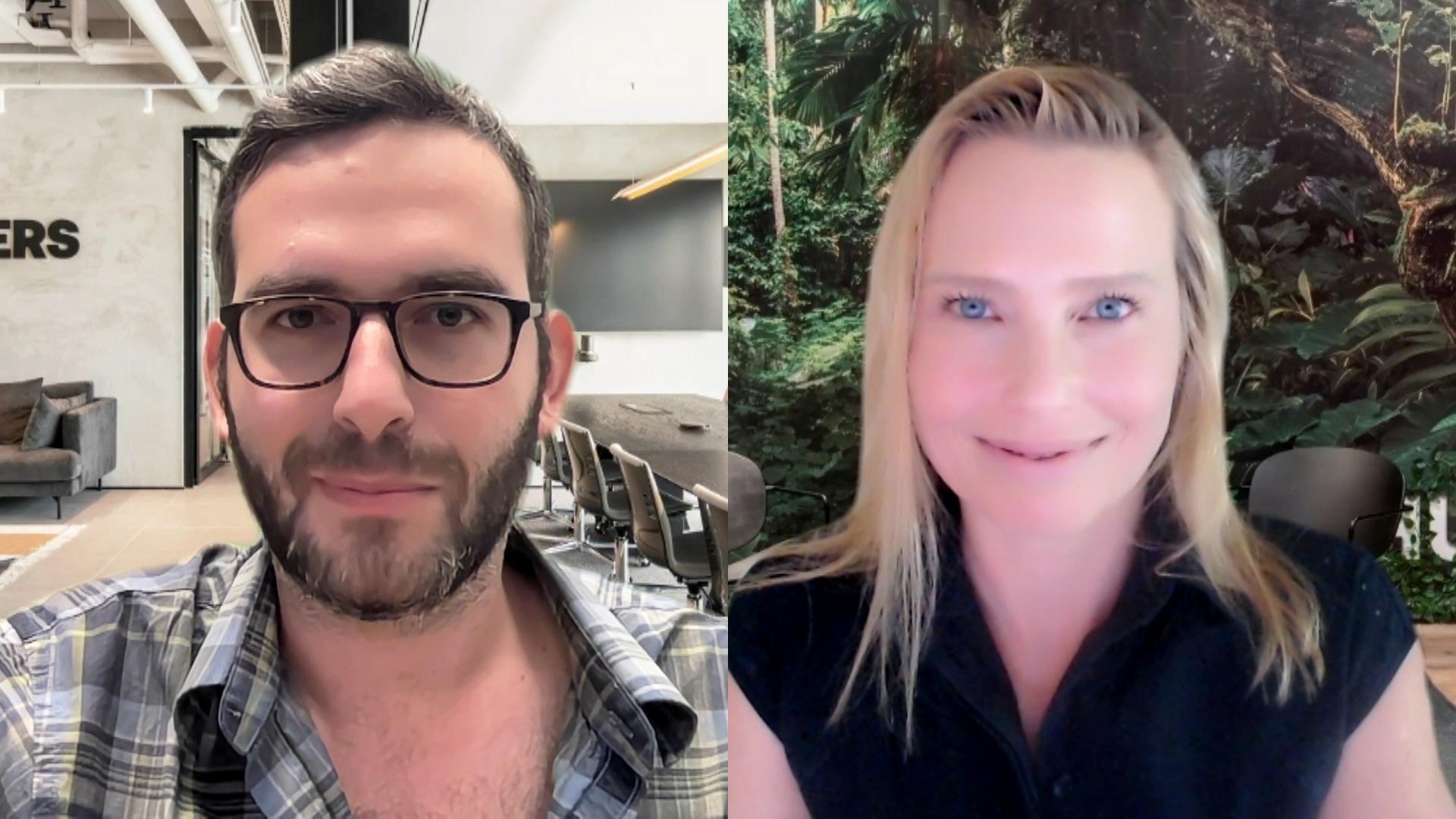 Lital Asher-Dotan and Ofer Gayer speaking in a studio interview about security operations