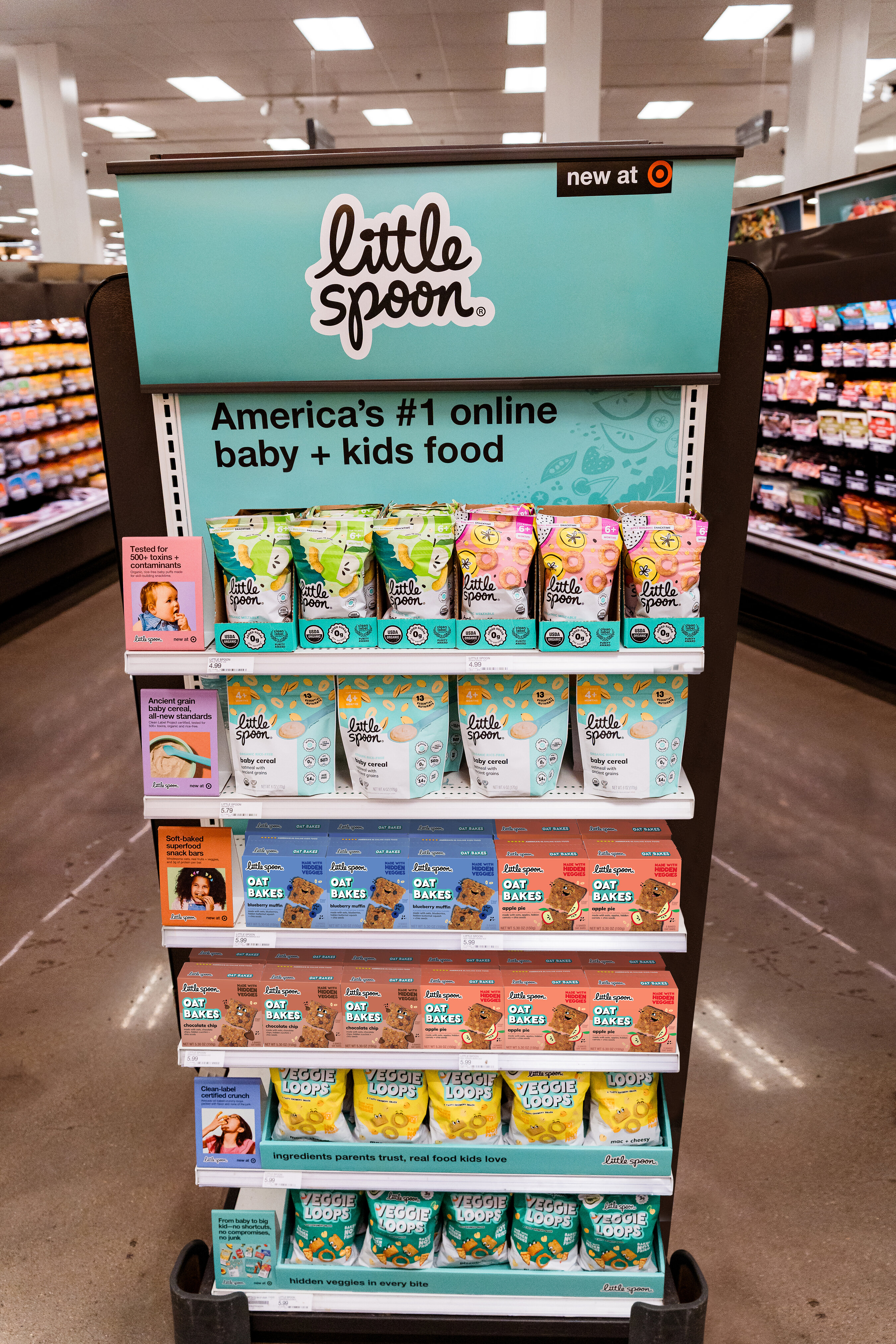 A Little Spoon product endcap inside a Target store