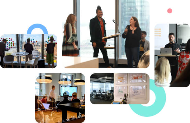 LiveIntent’s company-published collage of employees collaborating and office spaces