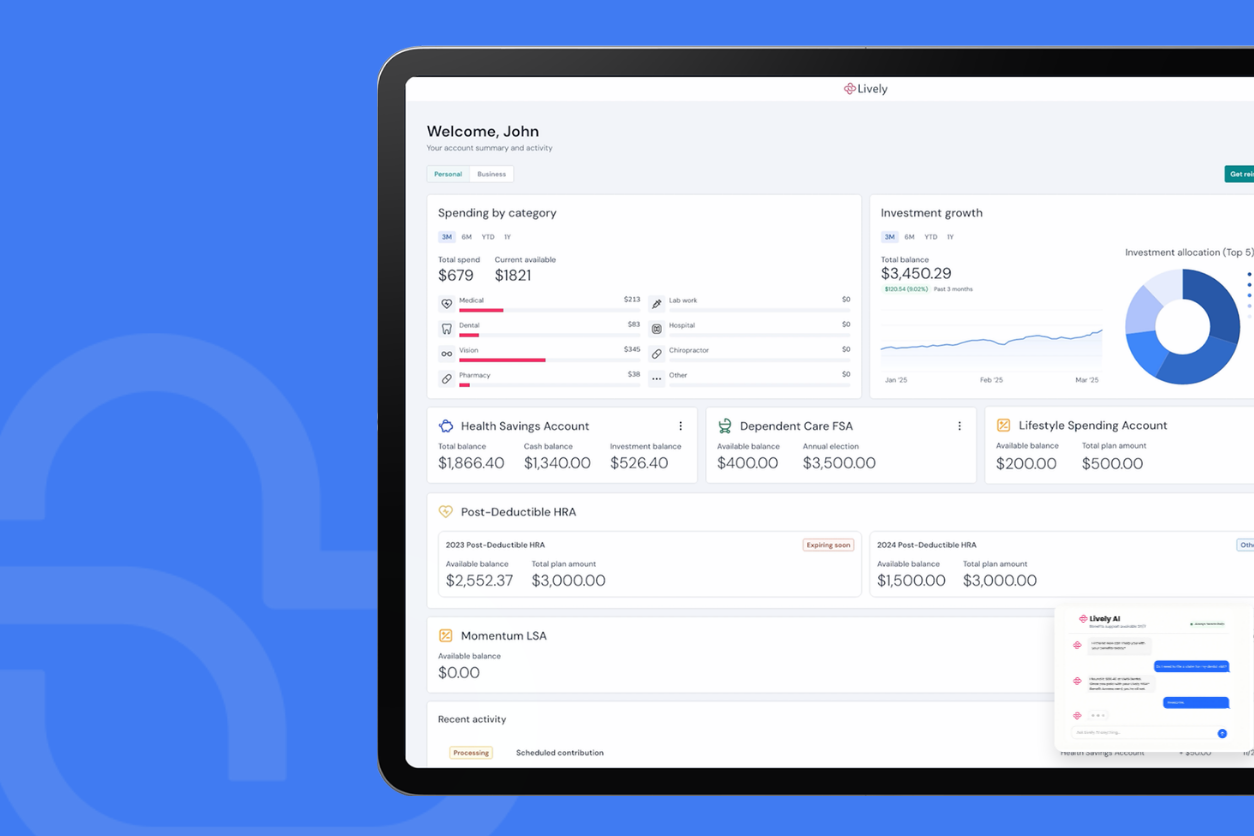 Lively Axis dashboard with benefits assistant interface