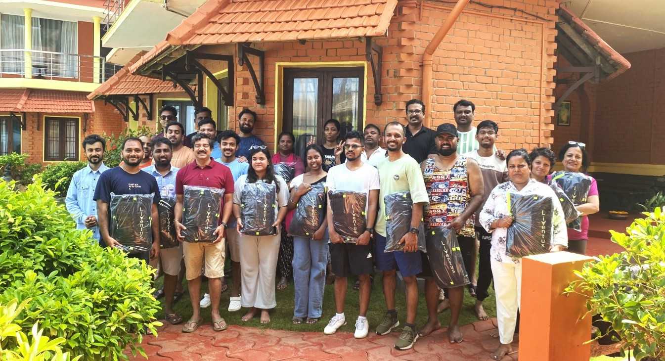 Members of Liventus’s India team standing together at a company outing