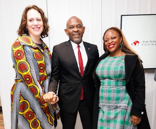 Liz Grossman Kitoyi and Evelyn Dan Epelle with Tony Elumelu at a foundation event