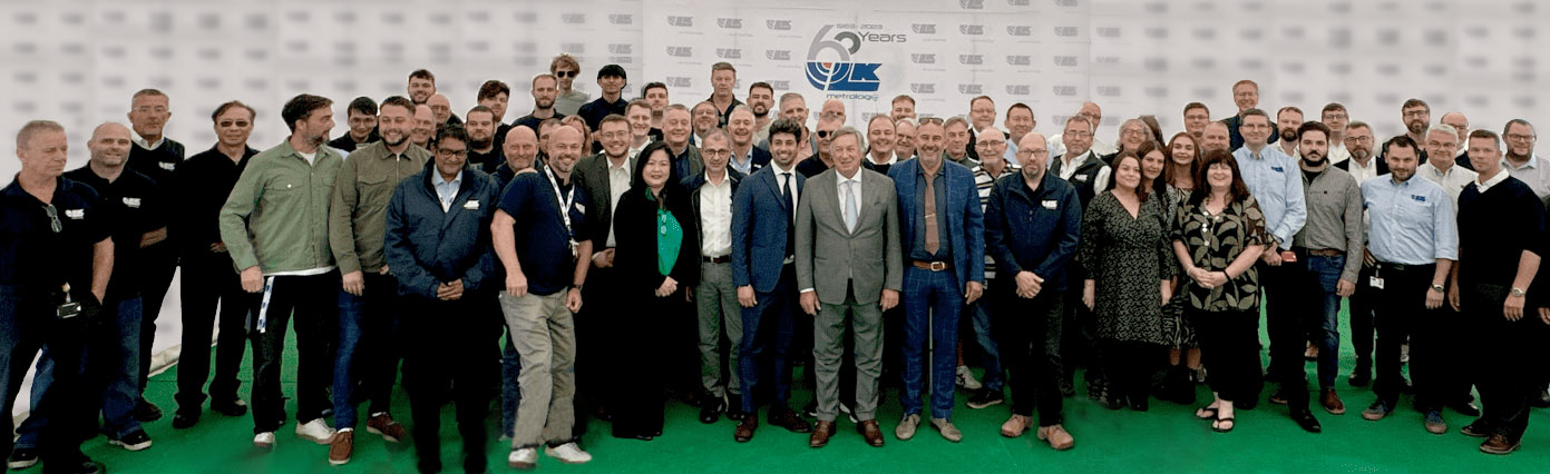 LK Metrology team gathered outside for the company's 60th birthday