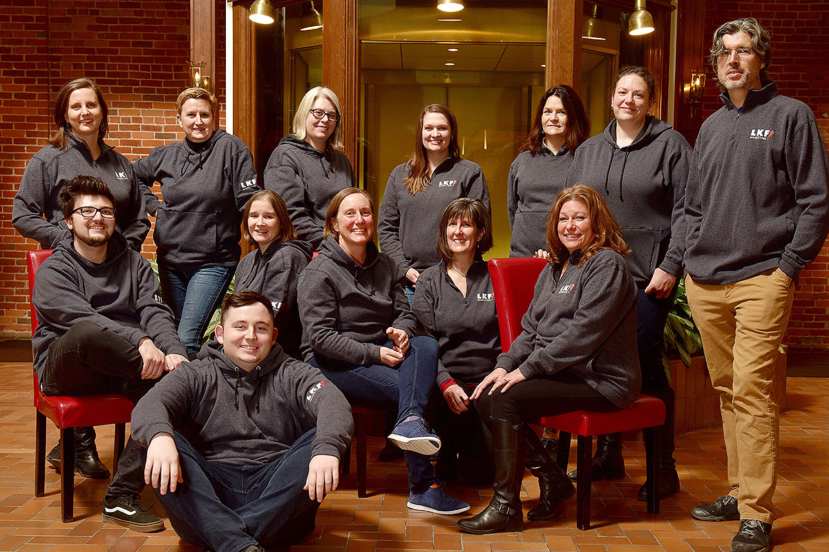 LKF Marketing colleagues gathered in their Kalamazoo office