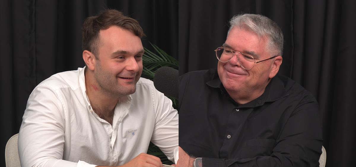 Podcast photograph of Liam Garman on the left and Lloyd Ernst on the right