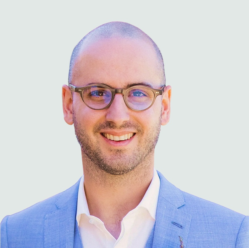 Gabriel Jarrosson, founder and managing partner of Lobster Capital, wearing glasses and a pale blue jacket