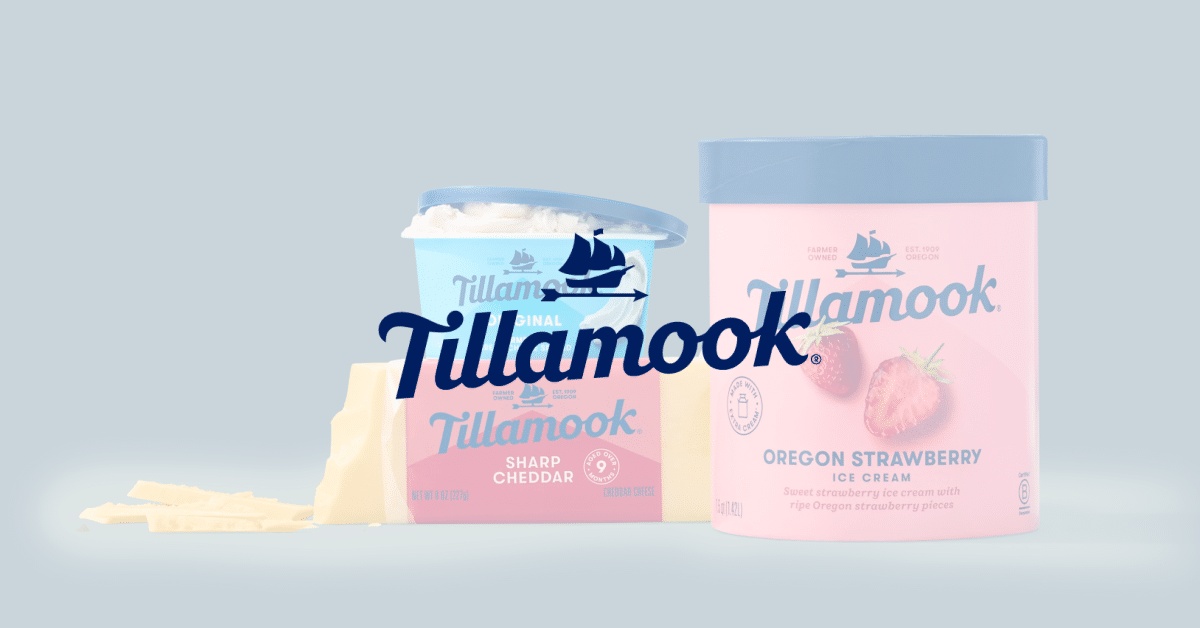 Tillamook cheddar and strawberry ice cream in a customer-story promotional photograph