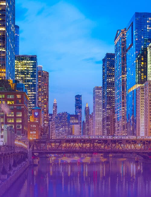 Chicago skyline and river near Logiwa's headquarters
