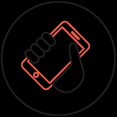 LoJack promotional photograph showing its vehicle-location app held in a hand