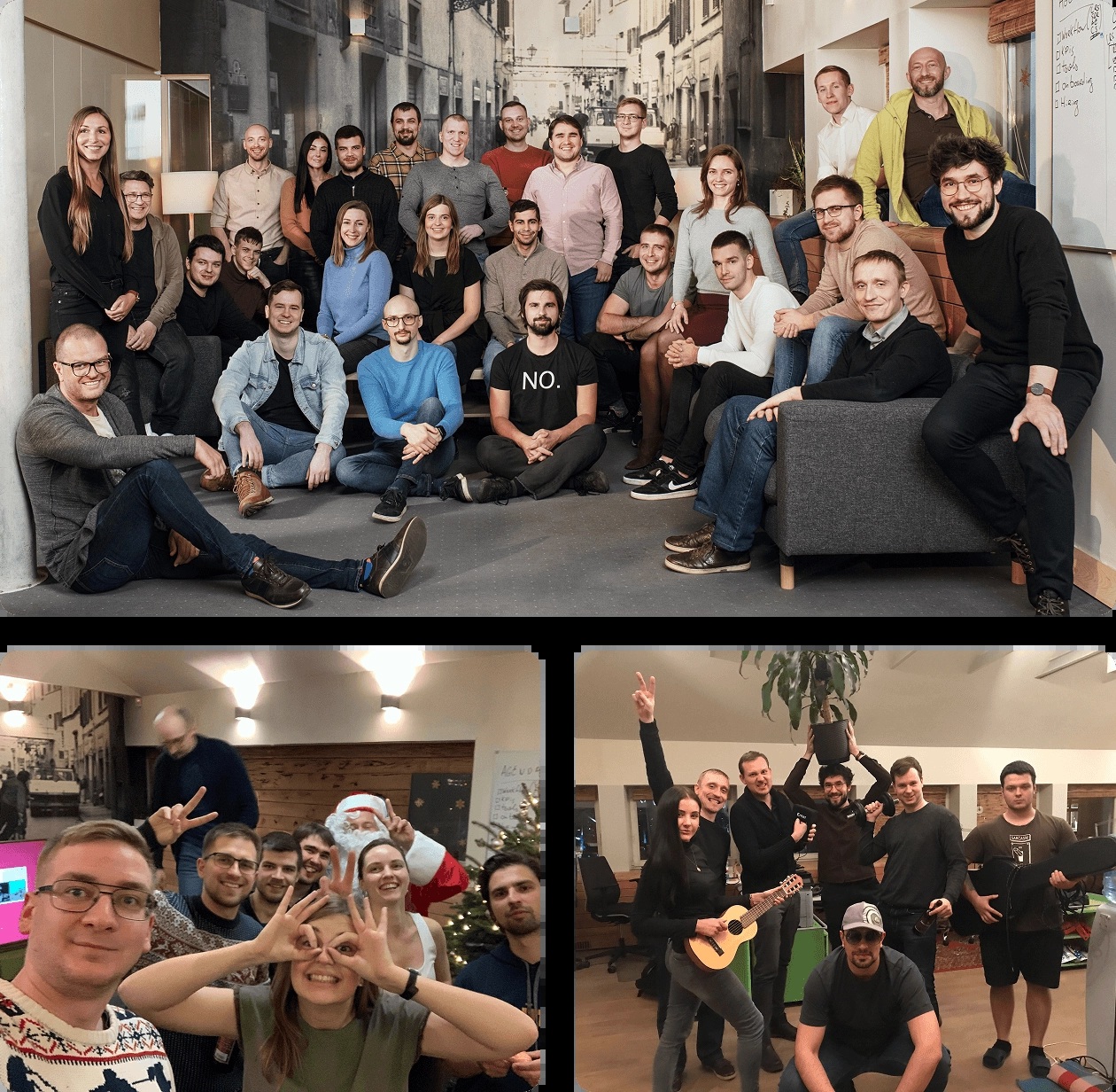 Collage of Lokalise colleagues meeting and spending time together