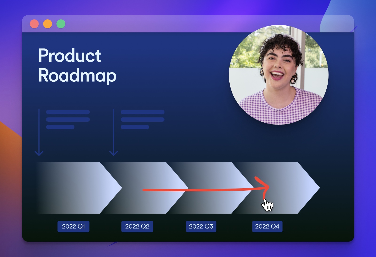 Loom product illustration showing a roadmap with a circular camera view of its presenter