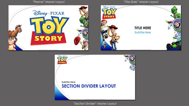 Toy Story themed presentation template example from TLC Creative’s portfolio