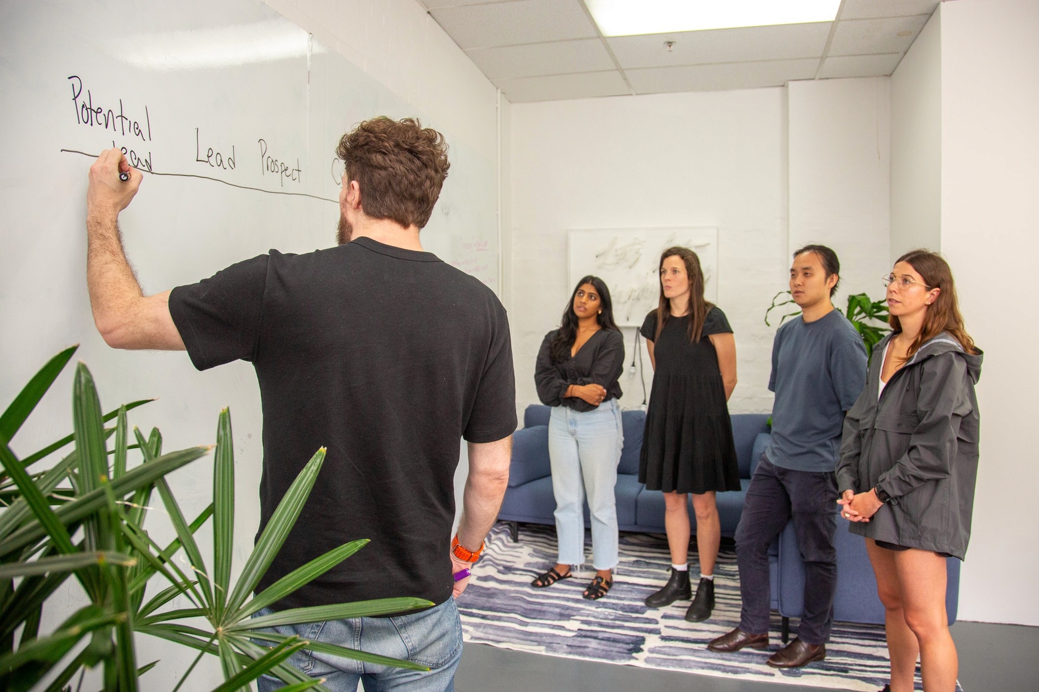 Lorikeet colleagues gathered around a whiteboard