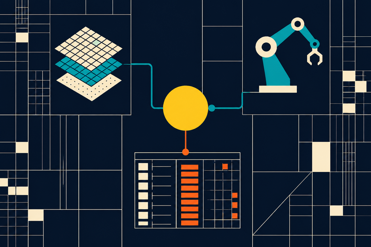 Abstract Swiss-style network connecting data, industry and finance