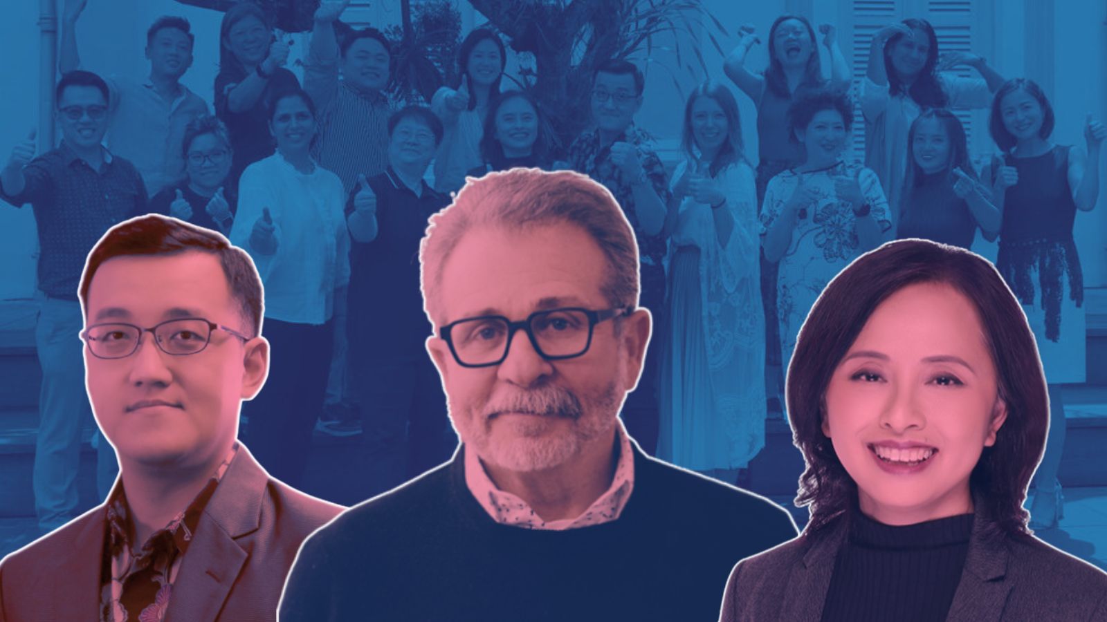Lou Hoffman stands with colleagues from The Hoffman Agency in Jakarta in 2025