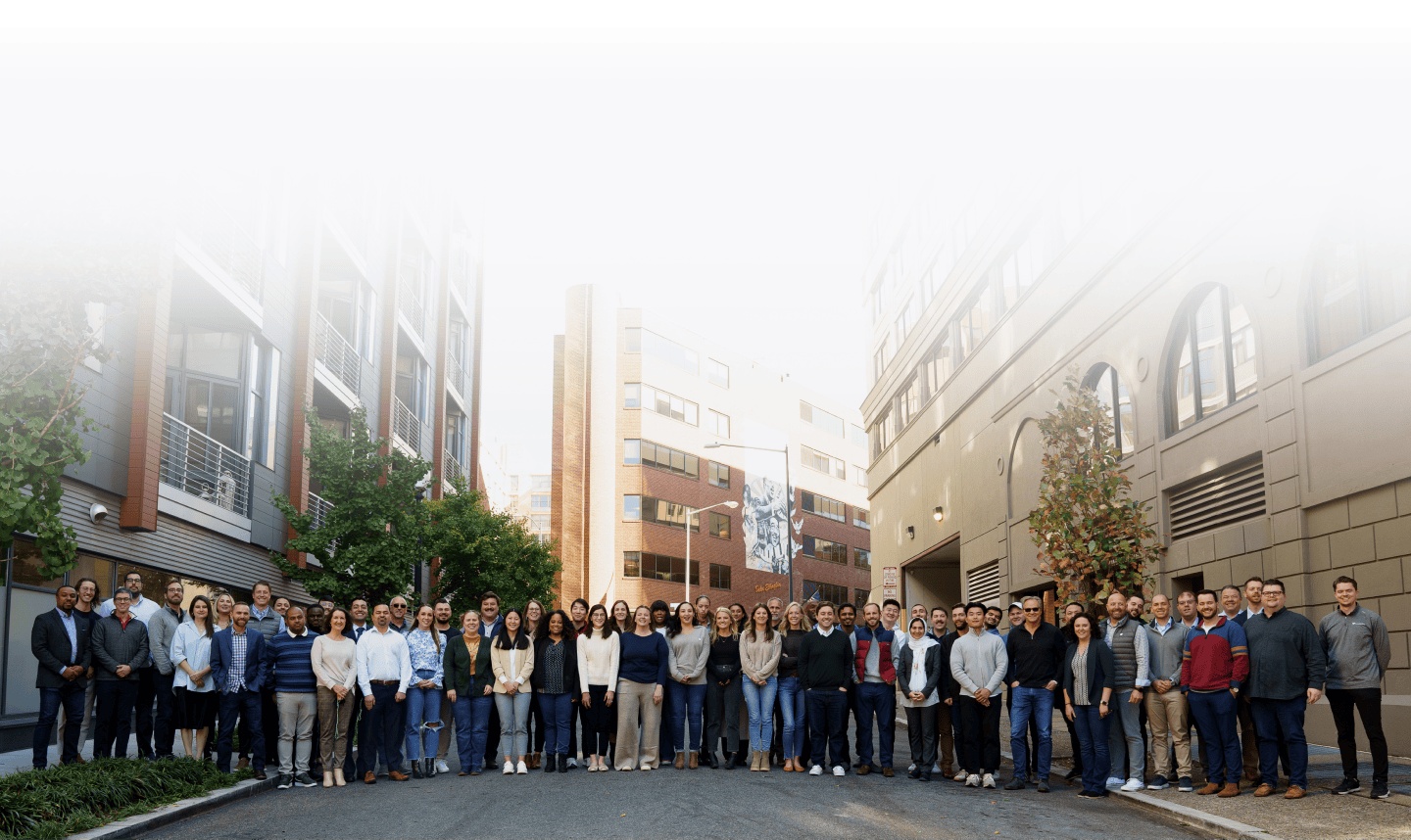Lovelytics colleagues gathered outdoors for a company group photograph