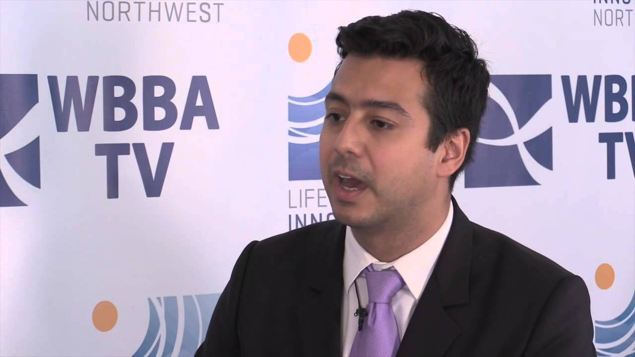 Lucas Nivon speaking during a Life Science Innovation Northwest interview in 2015