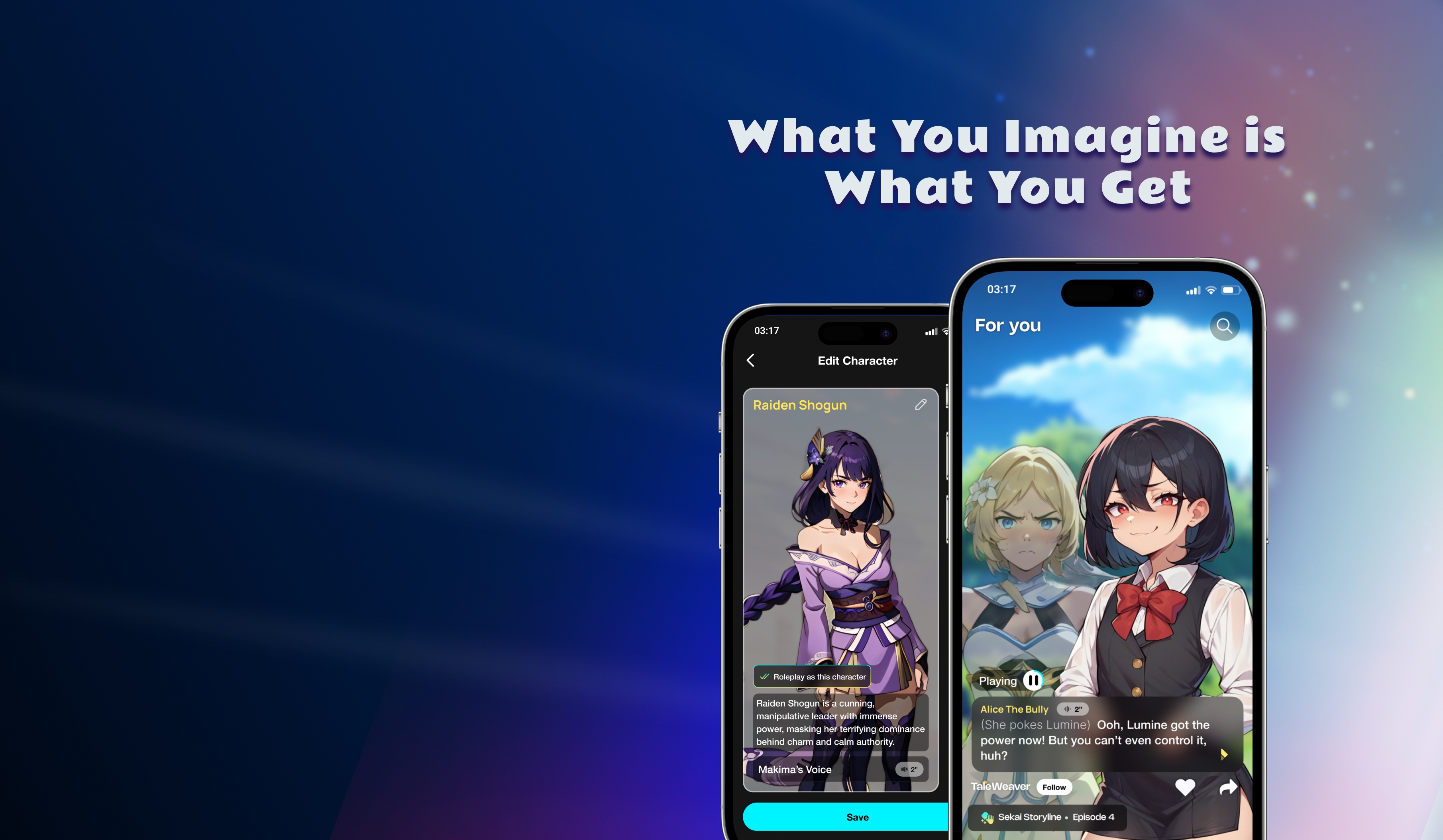 An early Sekai product visual showing the app interface and the phrase What You Imagine is What You Get