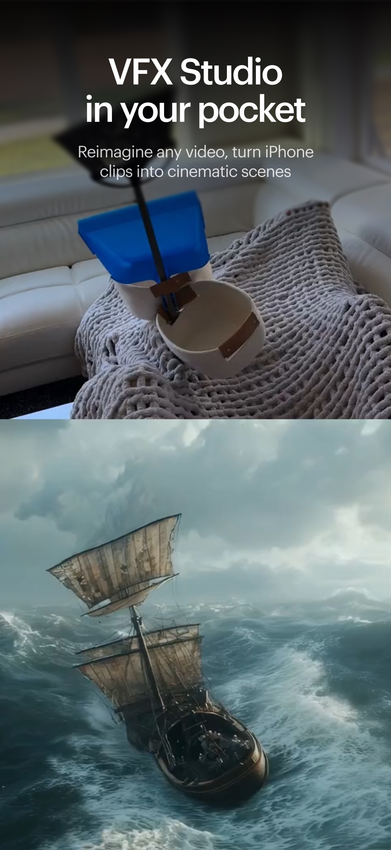 Official Luma app image showing a phone video transformed into a cinematic ship scene