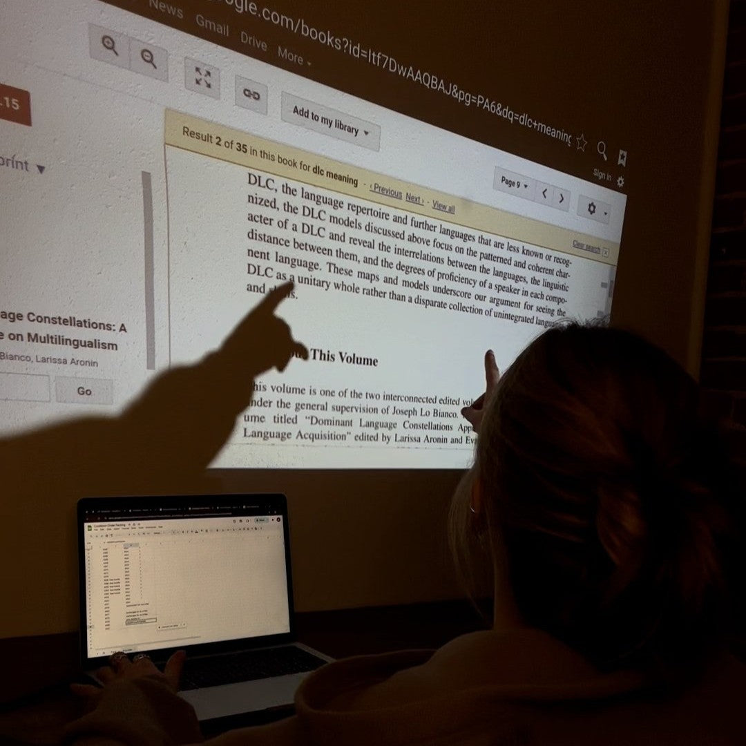 A Lumi projector used indoors as a large work screen