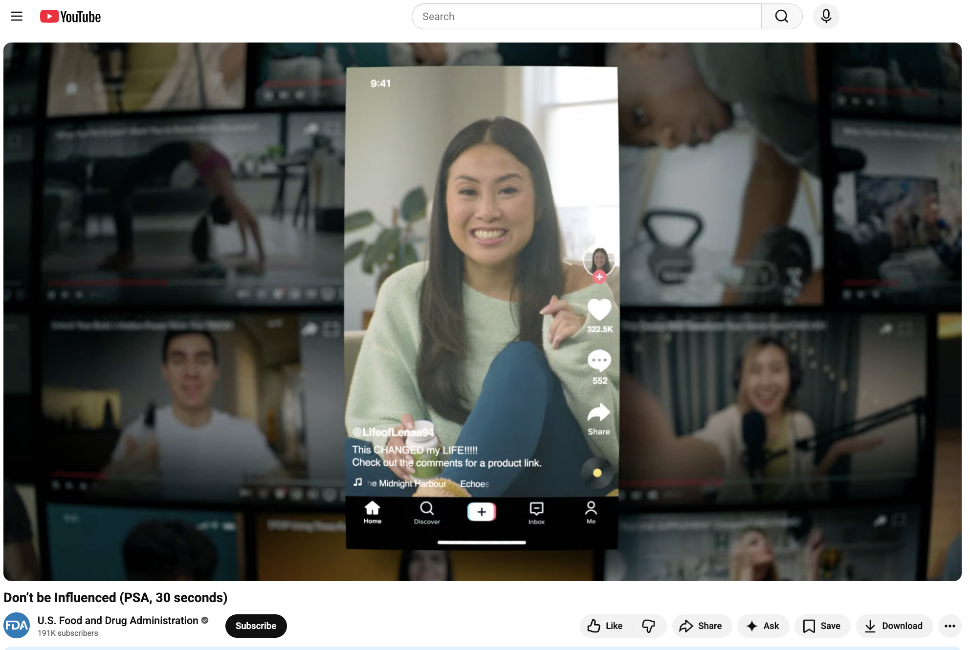 A still from an FDA social video warning viewers about medication health fraud