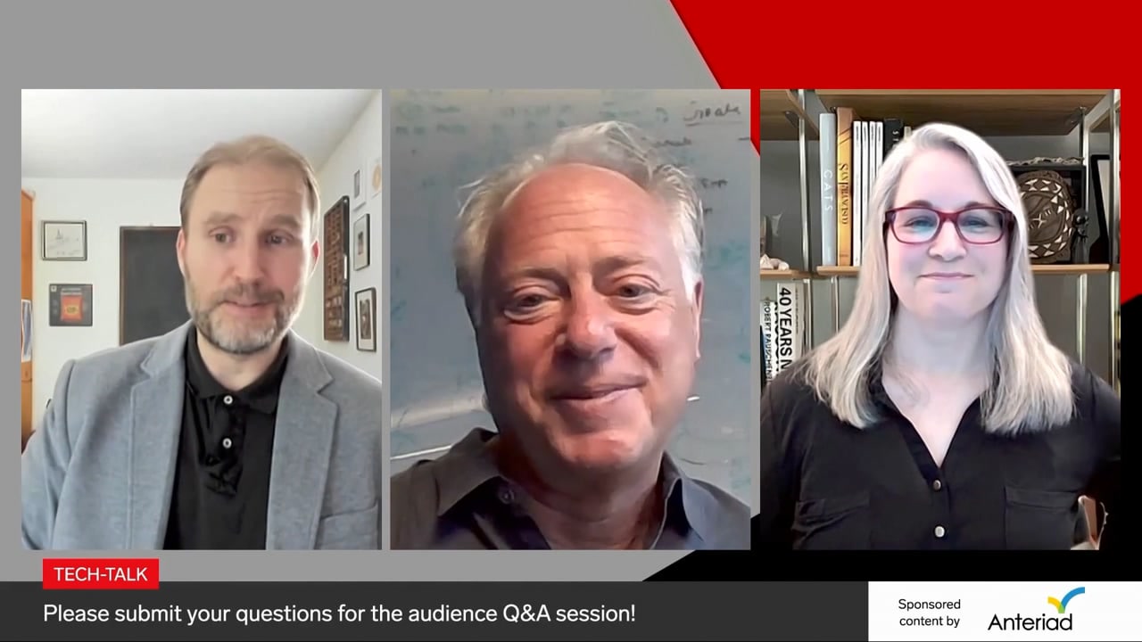 Lynn Tornabene, at right, appearing in Anteriad's buyer-journey webinar with Henry Powderly and Bruce Biegel