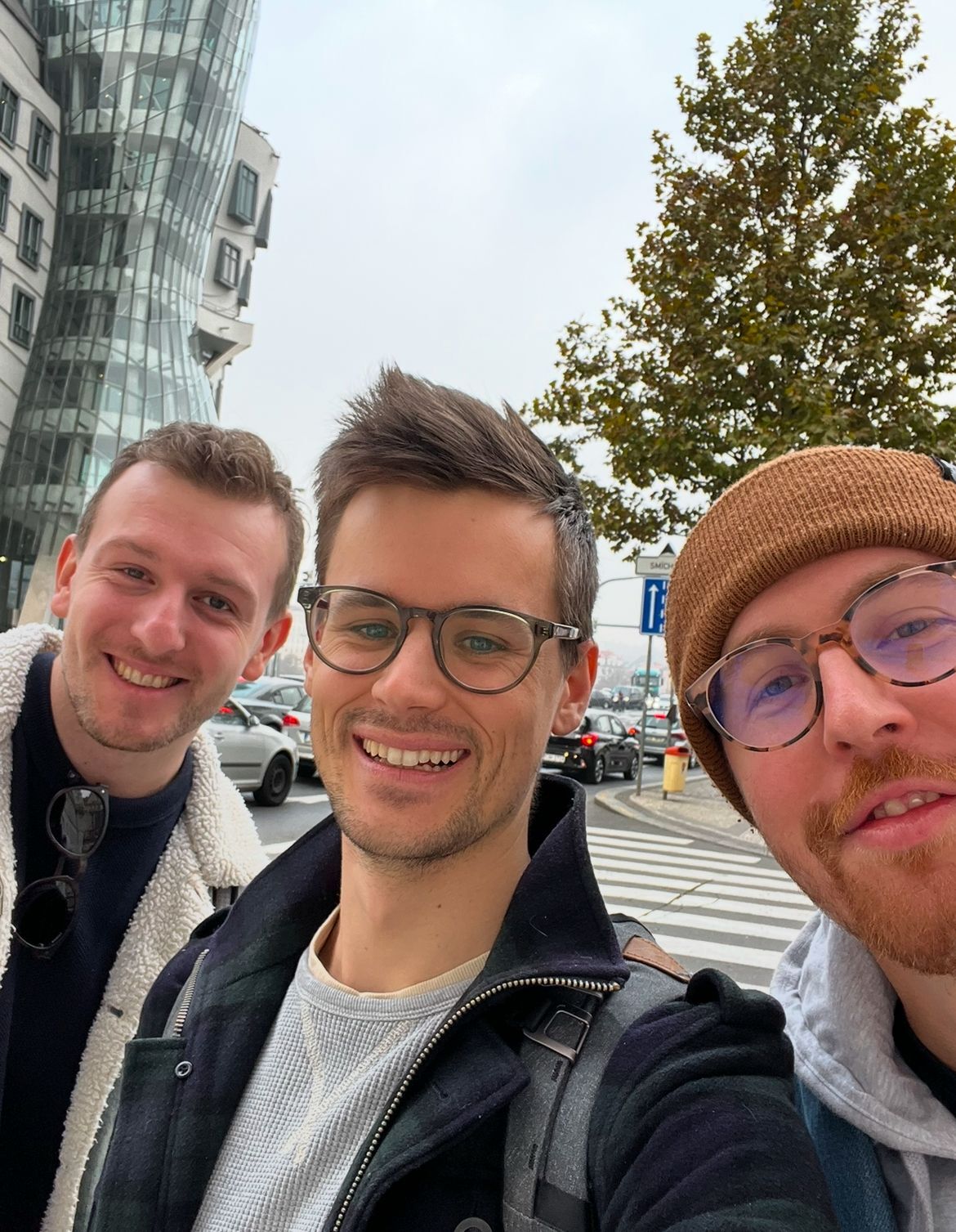 Mac Reddin with members of the product team outdoors in Prague