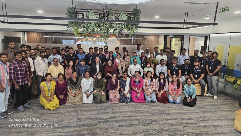 Info Services colleagues gathered during the leadership team's Hyderabad visit in December 2024