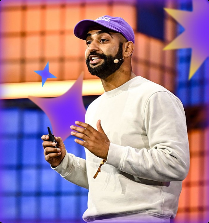 MagicSchool founder Adeel Khan speaking onstage