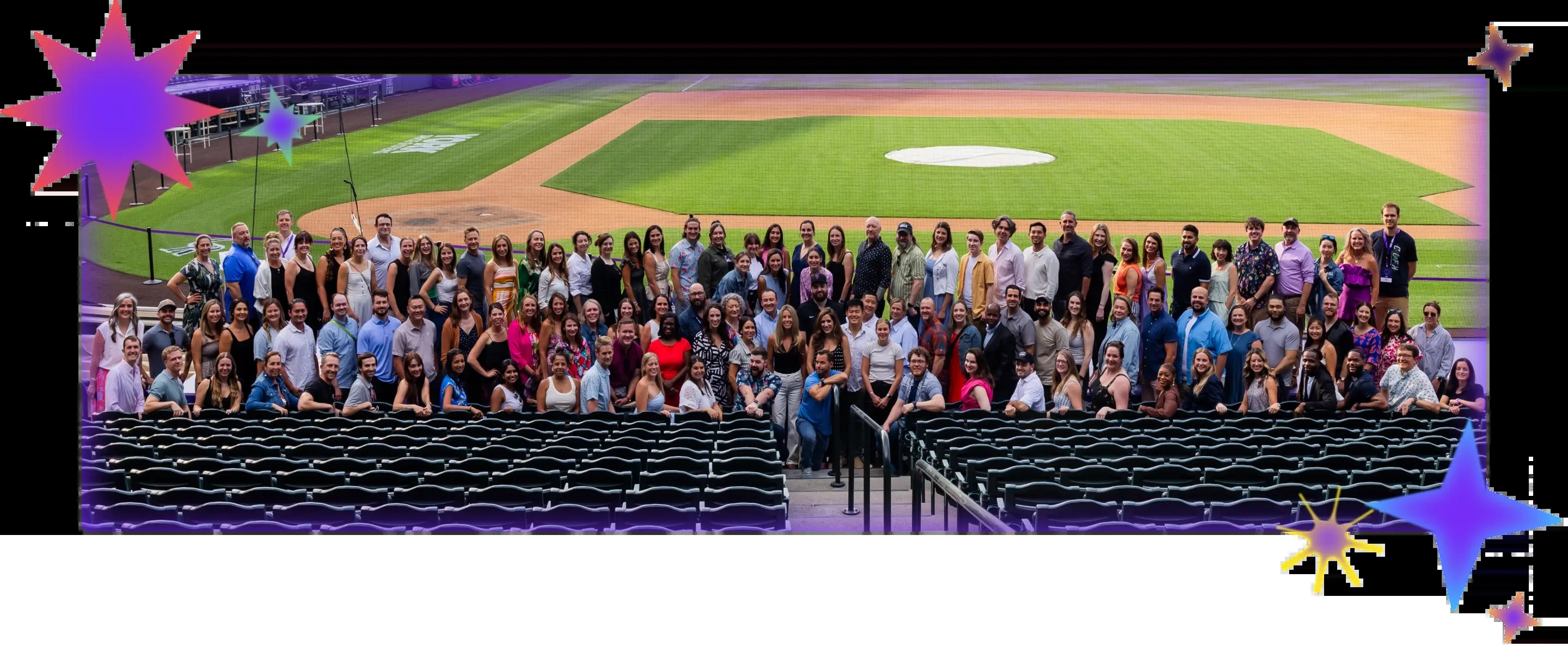 MagicSchool team at the Colorado Rockies field during its July 2025 retreat