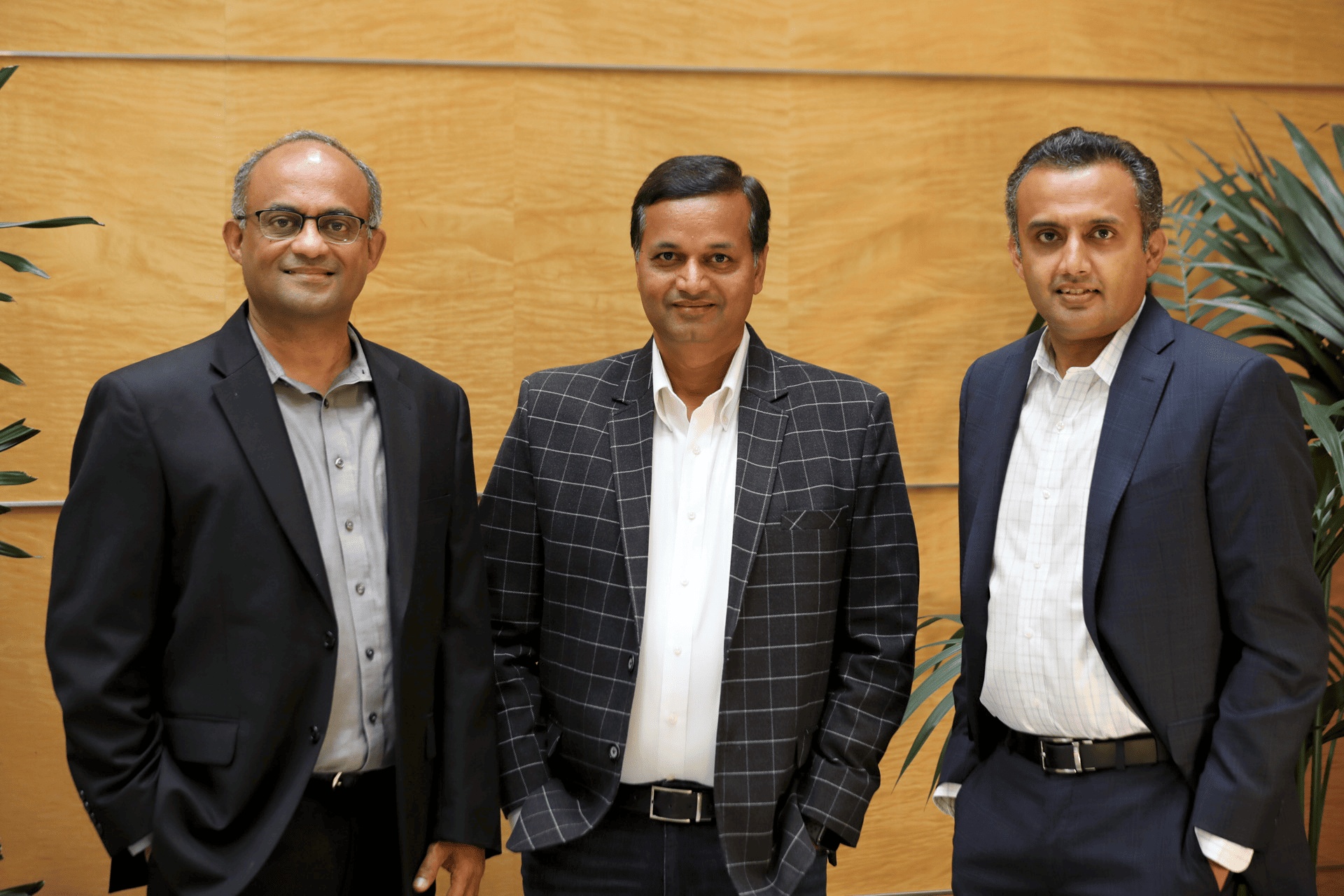 Provus co-founders Ganesh Ramachandran, Mahesh Baxi and Stawan Kadepurkar standing together