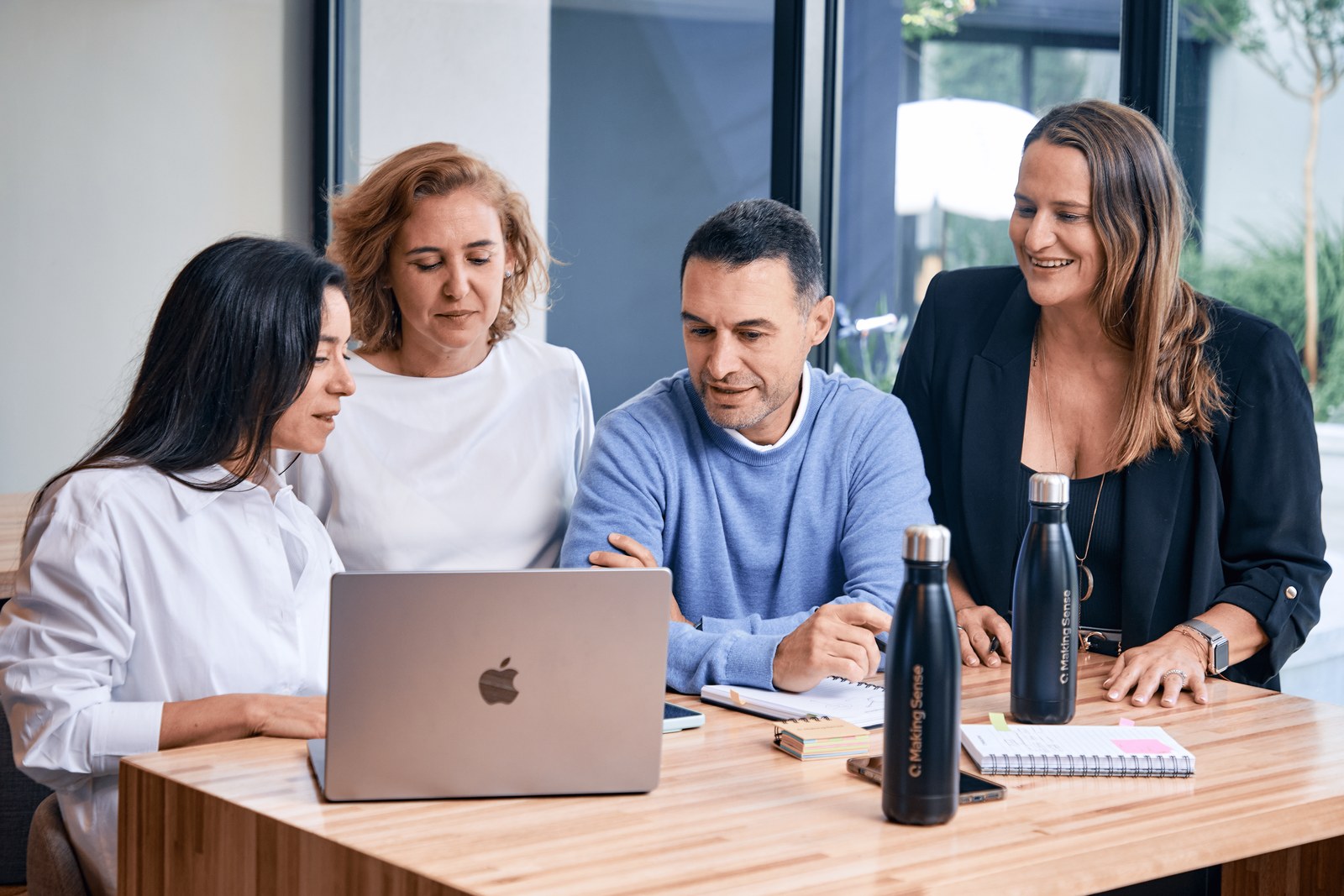 Making Sense team collaborating at a workstation