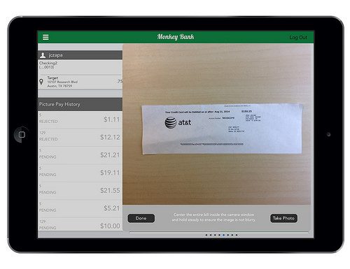 Historical Malauzai PicturePay screens showing camera-based bill payment