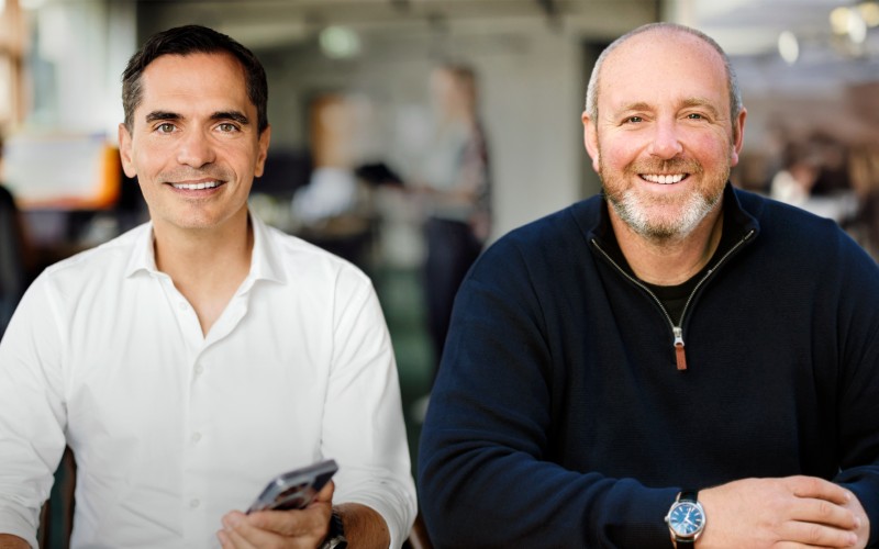 Taxfix CEO Martin Ott, left, and Malcolm Cowley, right, together in 2024