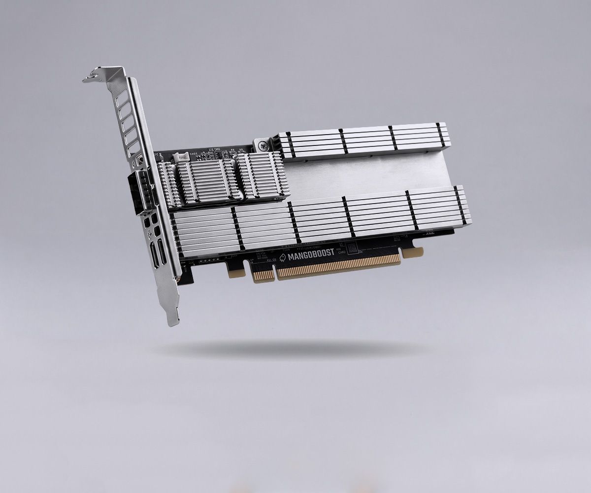 MangoBoost BoostX data processing unit on a light gray background
