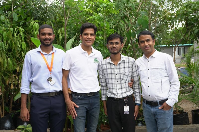 Manoj Agarwal, second from left, with members of the team during his visit to THE BAAP COMPANY in Paregaon