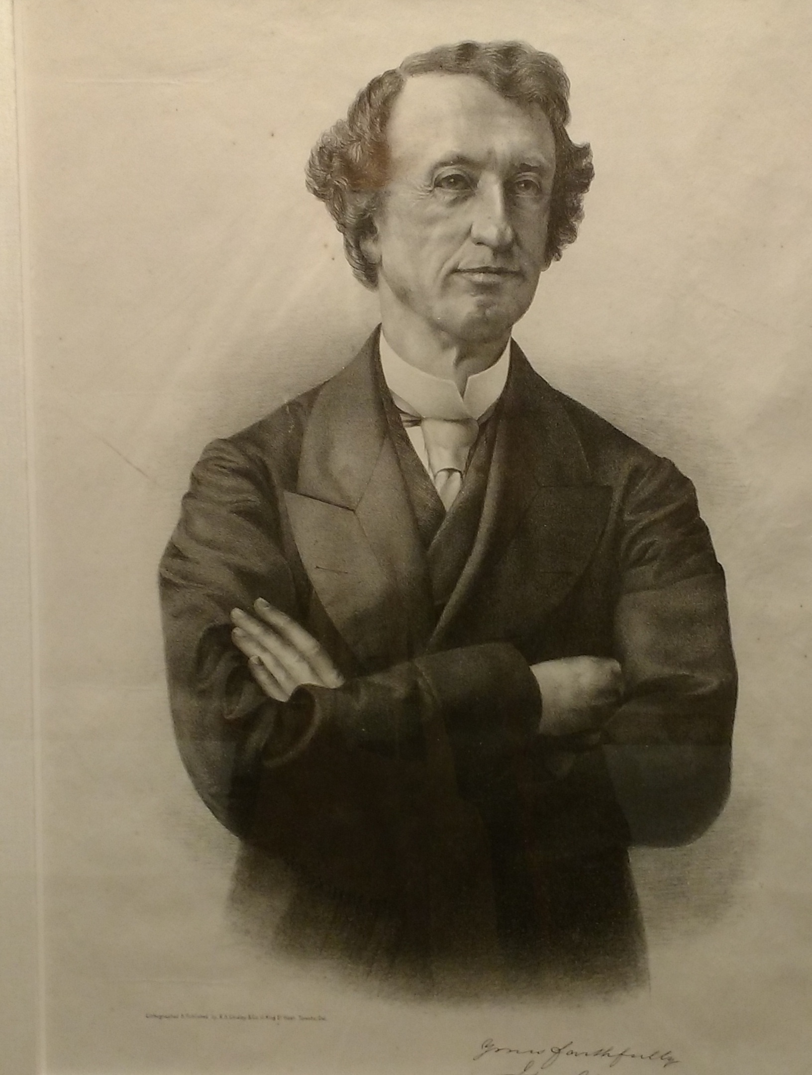 Historic engraving of Sir John A. Macdonald displayed inside Manulife headquarters