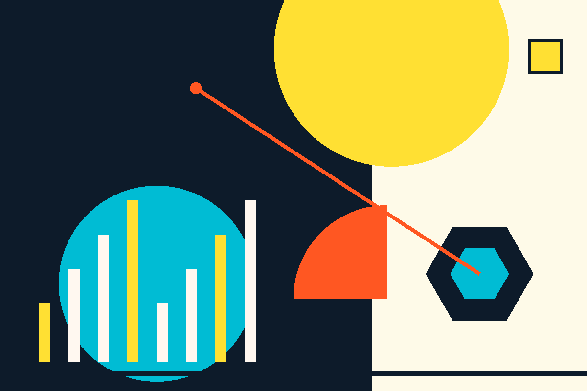 Swiss-style abstract graphic of energy, compute and bitcoin motifs