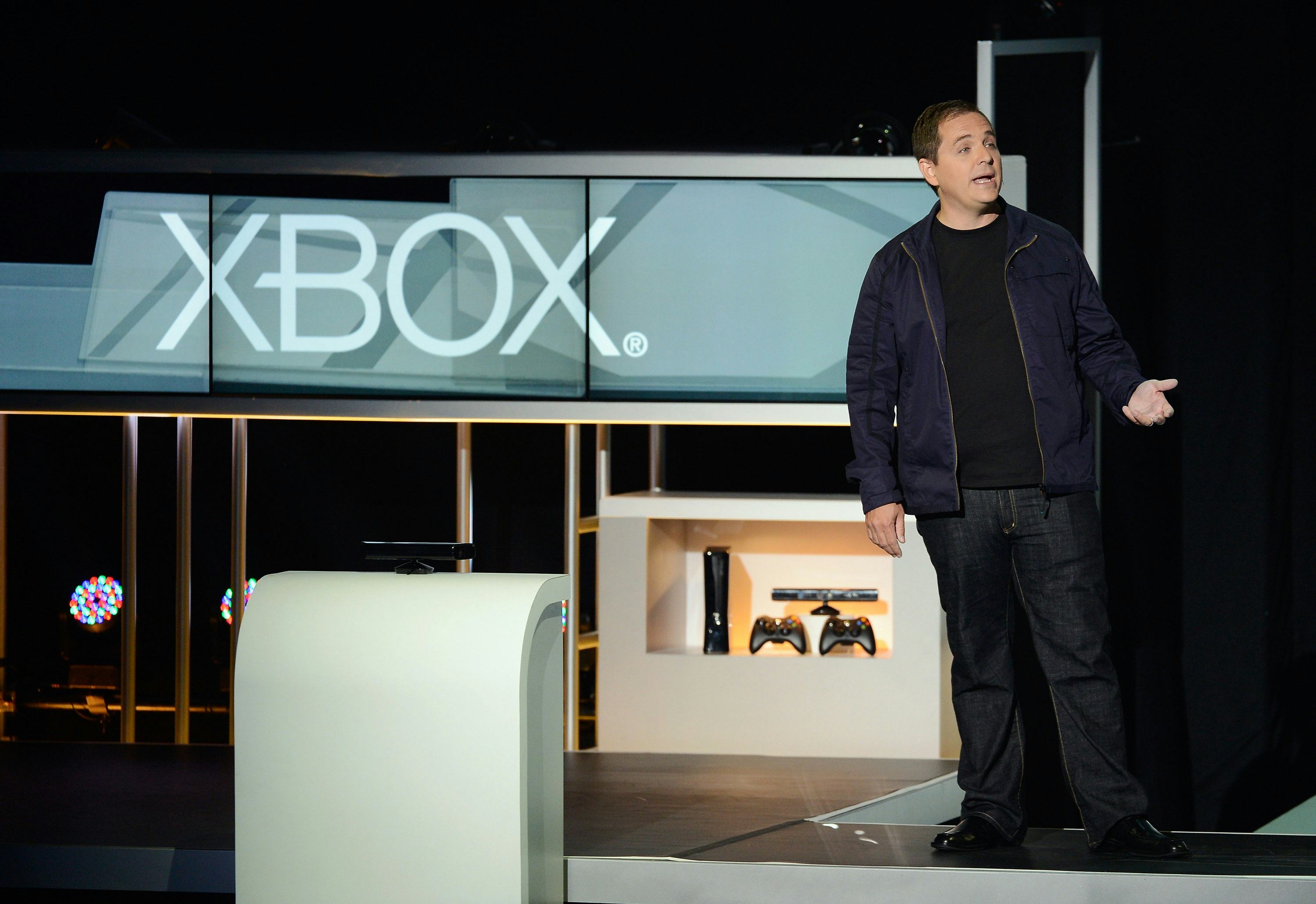 Marc Whitten speaks on an Xbox stage at E3 in Los Angeles in June 2012
