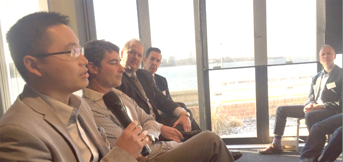 Marcus Tan speaking at a panel event at the Old Swan Brewery in Perth