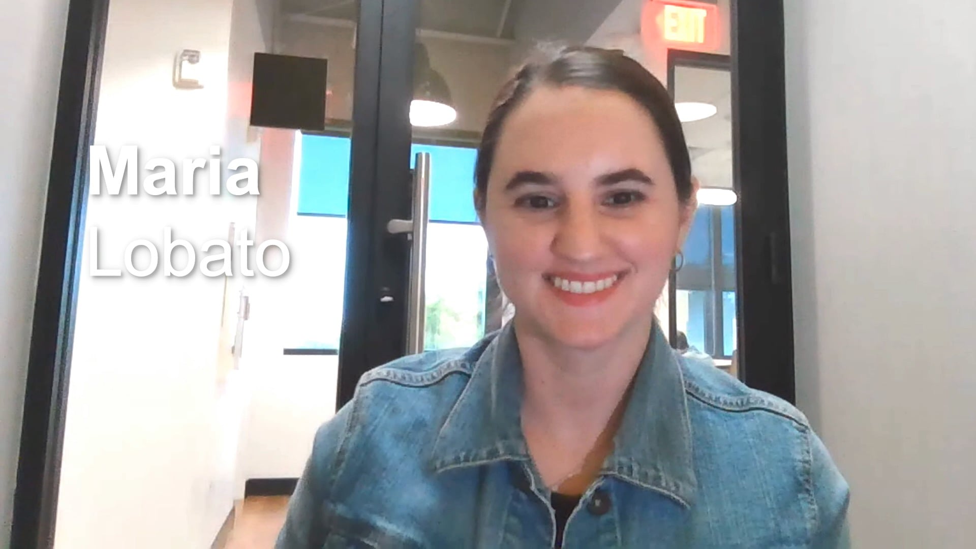 Maria Lobato smiling during a Digital Champions video interview